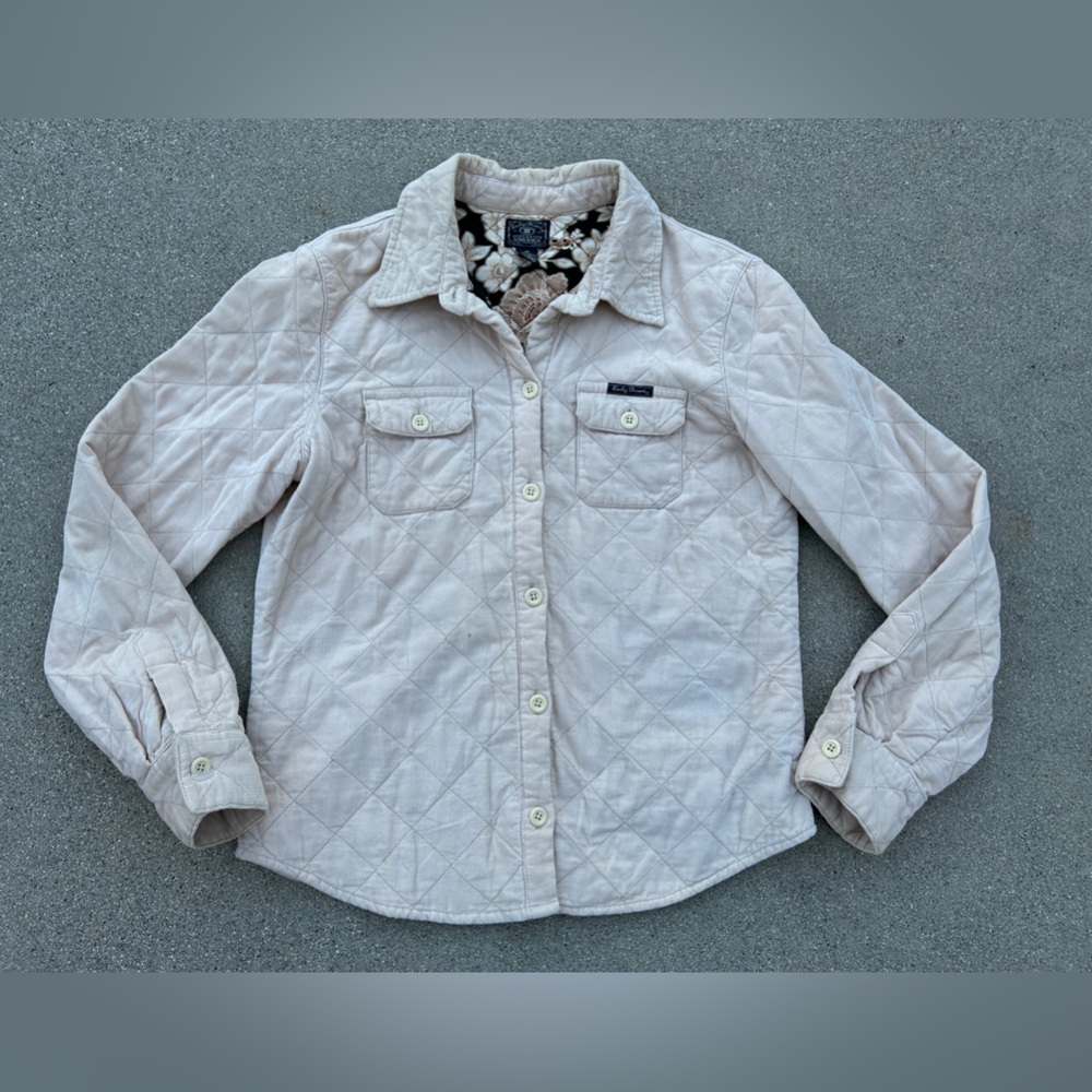 Cream Lucky Brand Women's Cream Corduroy Jacket Button Front Lined Size Medium
